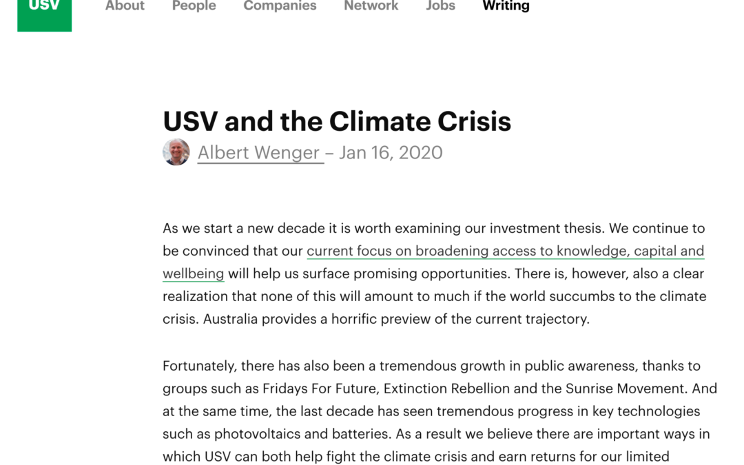YNTR: USV and the Climate Crisis