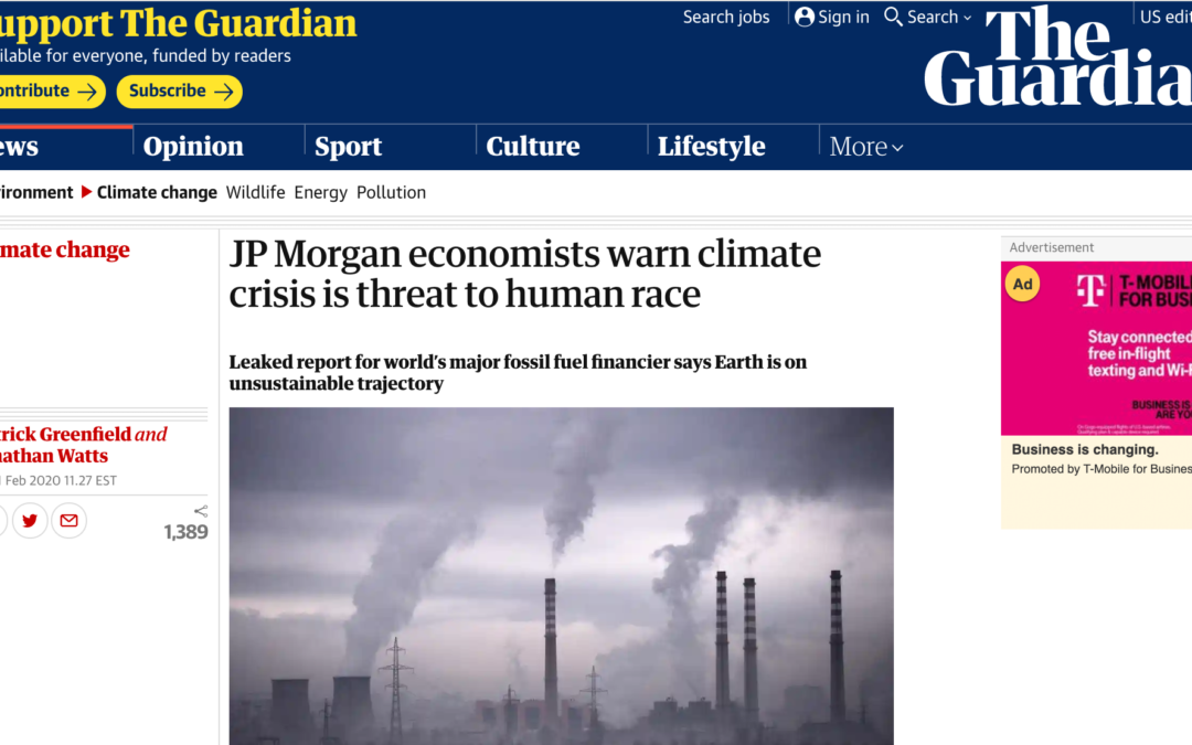 YNTR: JP Morgan Economists Warn Climate Crisis is Threat to Human Race
